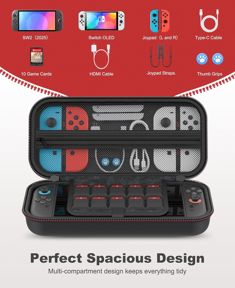AXYBCOOL Store Switch 2 Case Bundle Compatible with Nintendo Switch 2/Switch/SwitchOLED Console, Hard Shell Protective Portable Travel Carry Case for Switch Games & Accessories - Image 5
